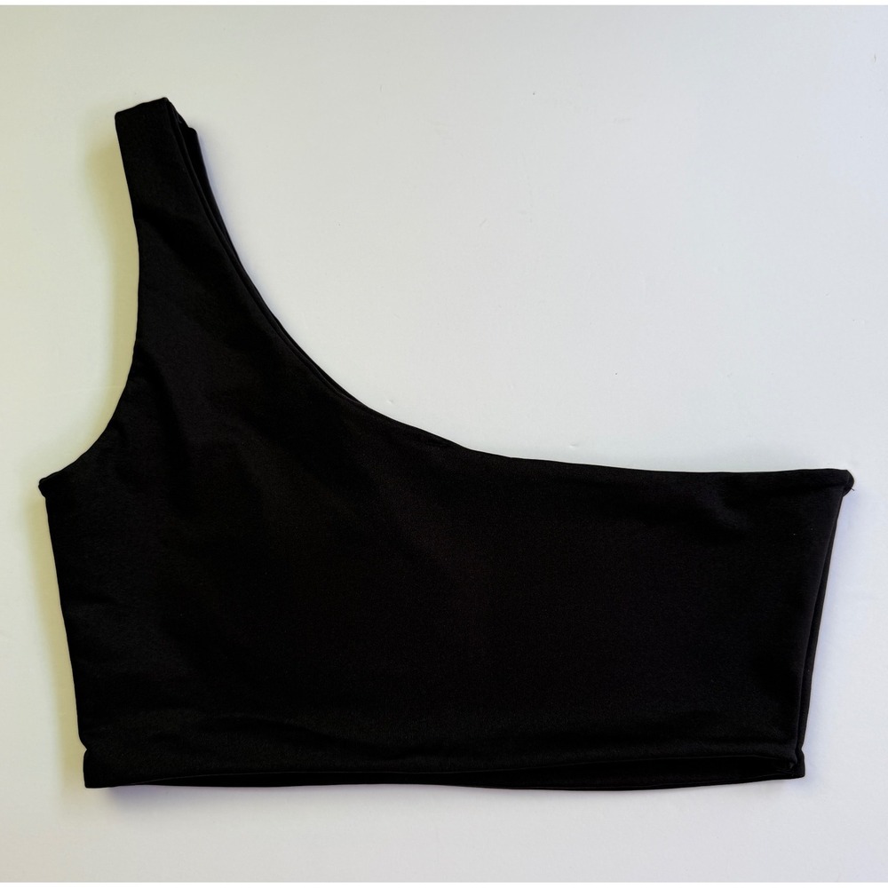 PrettyLittleThing One Shoulder Bikini Top‎ Size 2 Black Mix & Match Swim NEW